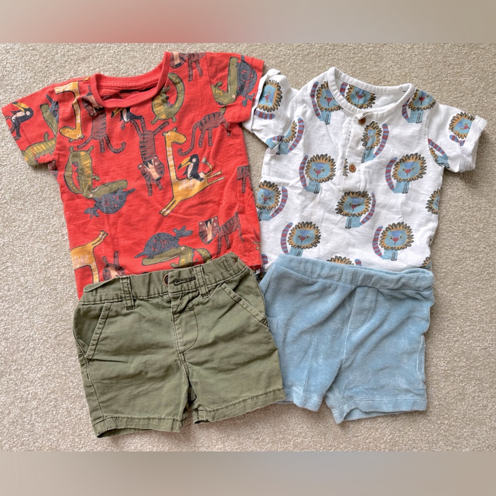 Tshirt and short sets. Marks and Spencer and Next. Size 9-12 months.